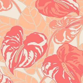 large - Peachy Keen Anthuriums -Pantone Peach Fuzz 2024