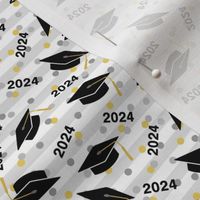 Tossed Graduation Caps with Black 2024, Gold & Silver Confetti (Small Scale)