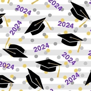 Celebrate With Style Purple and Gold 2024 Graduation Cap and