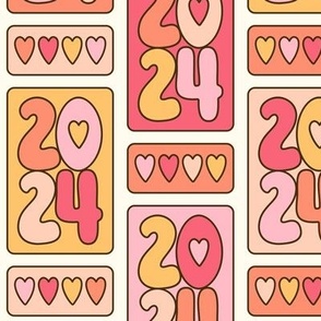 Retro 2024 Love: Pink & Orange (Large Scale)