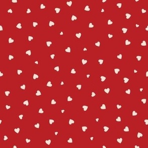 XXS ✹ Ditsy Valentine Hearts - Cream on a Crimson Red Background