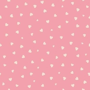 XXS ✹ Ditsy Valentine Hearts - Cream on a Light Carnation Pink Background