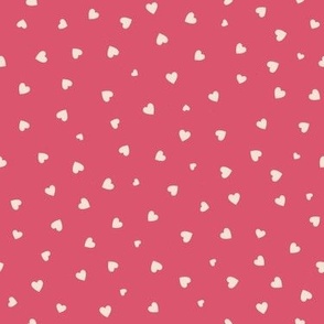 XXS ✹ Ditsy Valentine Hearts - Craem on a Fandango Pink Background