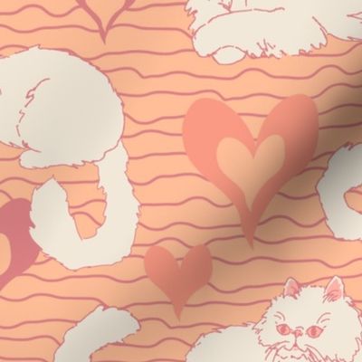 A Love Tail of Cats and Hearts in Peach Fuzz 