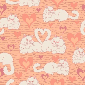 A Love Tail of Cats and Hearts in Peach Fuzz 