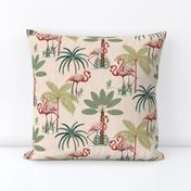 Tropical Flamingo Oasis - Soft Peach (Medium Scale)