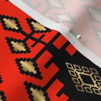 Kilim: Gold & Black on Red