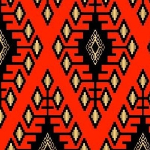 Kilim: Gold & Black on Red