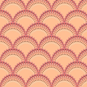 Peachy lace scallop - Pantone color of the year Peach Fuzz palette with black