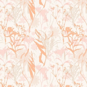 Peach Fuzz Wildflower Meadow on Cream by Joyseeker Studio