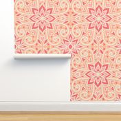 Peach Fuzz Floral Mandala Pattern