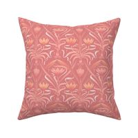 (medium) Crocus Garden Art Nouveau / Peach Fuzz and Peach Perl on  Peach Blossom background / Pantone Peach Plethora Palette // medium scale