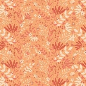 S Peach Fuzz Delight: Whimsical Floral Fabric
