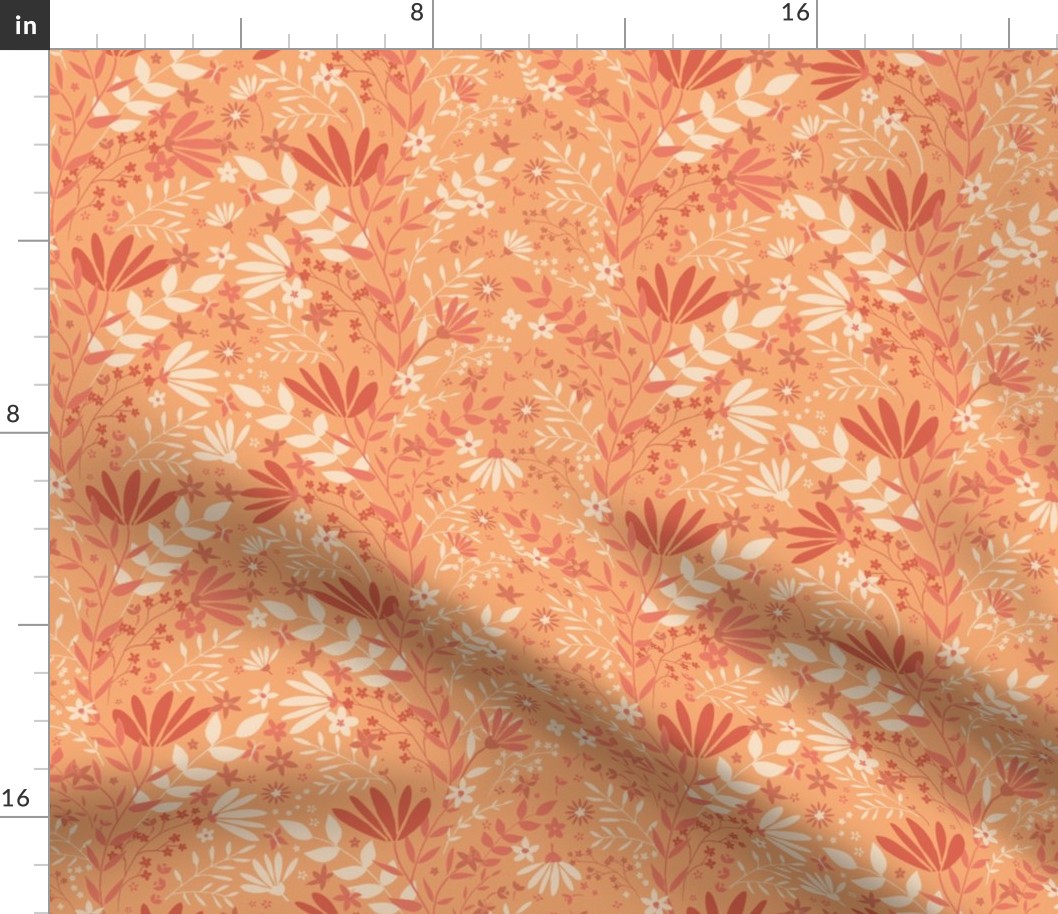 M Peach Fuzz Delight: Whimsical Floral Fabric