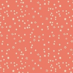 XS Terracotta Blossoms: Orange Ditsy Scattered Floral Minimal Whimsical