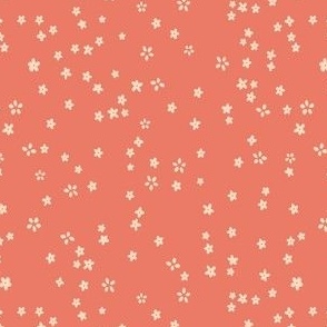 S Terracotta Blossoms: Orange Ditsy Scattered Floral Minimal Whimsical