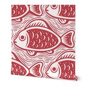 3052 B Extra large - block print fishes