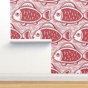 3052 B Extra large - block print fishes