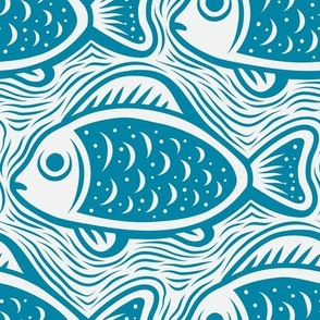 3052 A Large - block print fishes