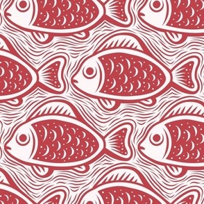 3052 B Medium - block print fishes