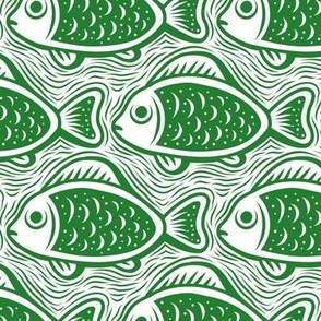 3052 C Medium - block print fishes