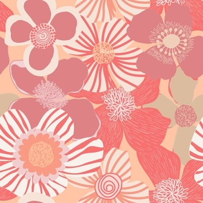 Hand-drawn flowers -pinky shade