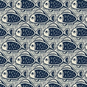 3052 D Small - block print fishes