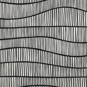 striped waves landscape - stripes - black