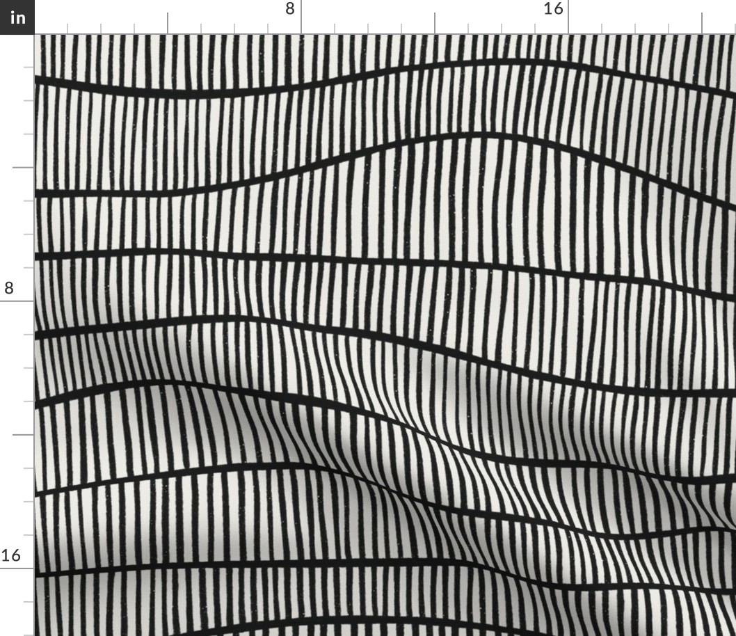 striped waves landscape - stripes - black