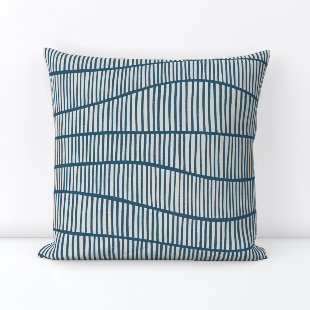 striped waves landscape - stripes - indigo blue