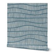 striped waves landscape - stripes - indigo blue