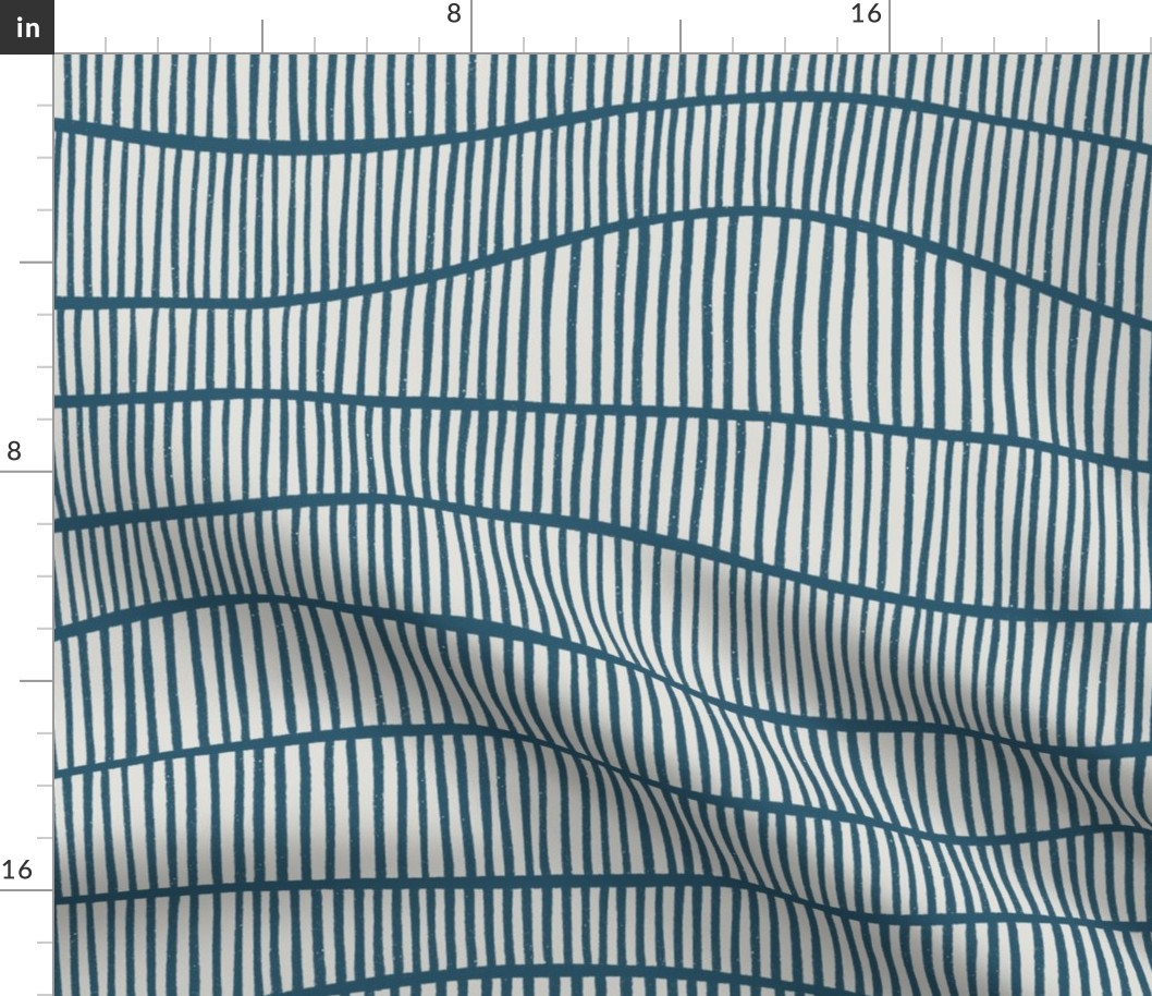striped waves landscape - stripes - indigo blue