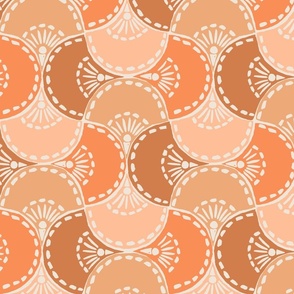 Scolloped Block Tile_Medium_Peach Fuzz with Orange