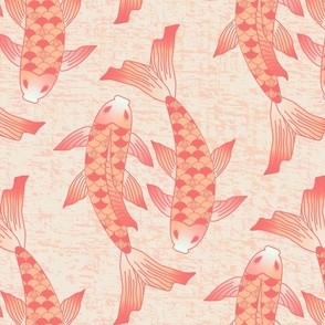 Peach Fish Fabric, Wallpaper and Home Decor