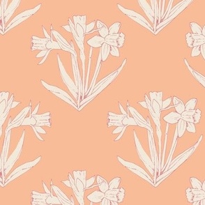 (L) daffodil lineart pantone peach fuzz Large scale