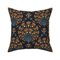 Egyptian papyrus  in blue and orange - Small Size Mandala 