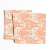 Whimsical Moth and mushrooms Pantone Color Peach - MEDIUM scale