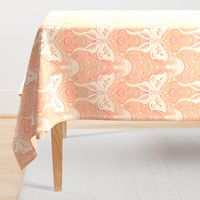 Whimsical Moth and mushrooms Pantone Color Peach - MEDIUM scale