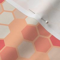Beehive Mosaic ›› hexagonal grid in peach and cream with dark pink ››