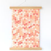 Beehive Mosaic ›› hexagonal grid in peach and cream with dark pink ››