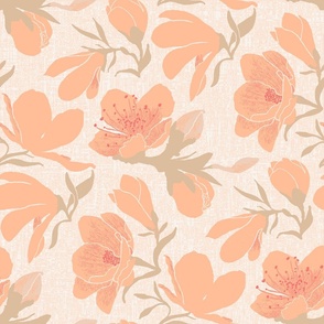 Dreamy Magnolia Flowers in Peach Fuzz Tones