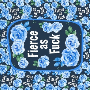 Large 27x18 Panel Fierce as Fuck Sweary Floral on Navy for Wall Hanging or Tea Towel copy