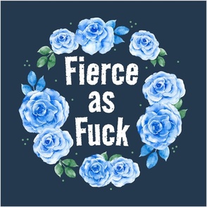 18x18 Panel Fierce as Fuck Sweary Floral on Navy for DIY Throw Pillow Cushion Cover Tote Bag
