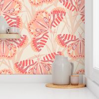 Pantone Peach Fuzz Geo Butterflies X Large Scale Fabric Wallpaper