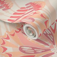 Pantone Peach Fuzz Geo Butterflies X Large Scale Fabric Wallpaper