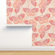 Pantone Peach Fuzz Geo Butterflies X Large Scale Fabric Wallpaper