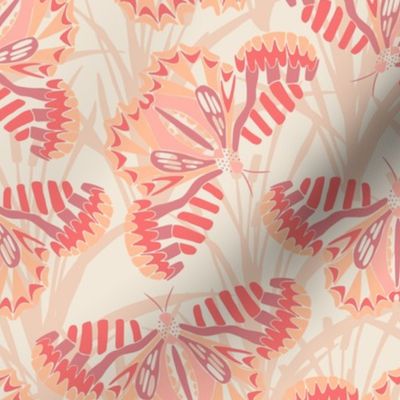 Pantone Peach Fuzz Geo Butterflies X Large Scale Fabric Wallpaper