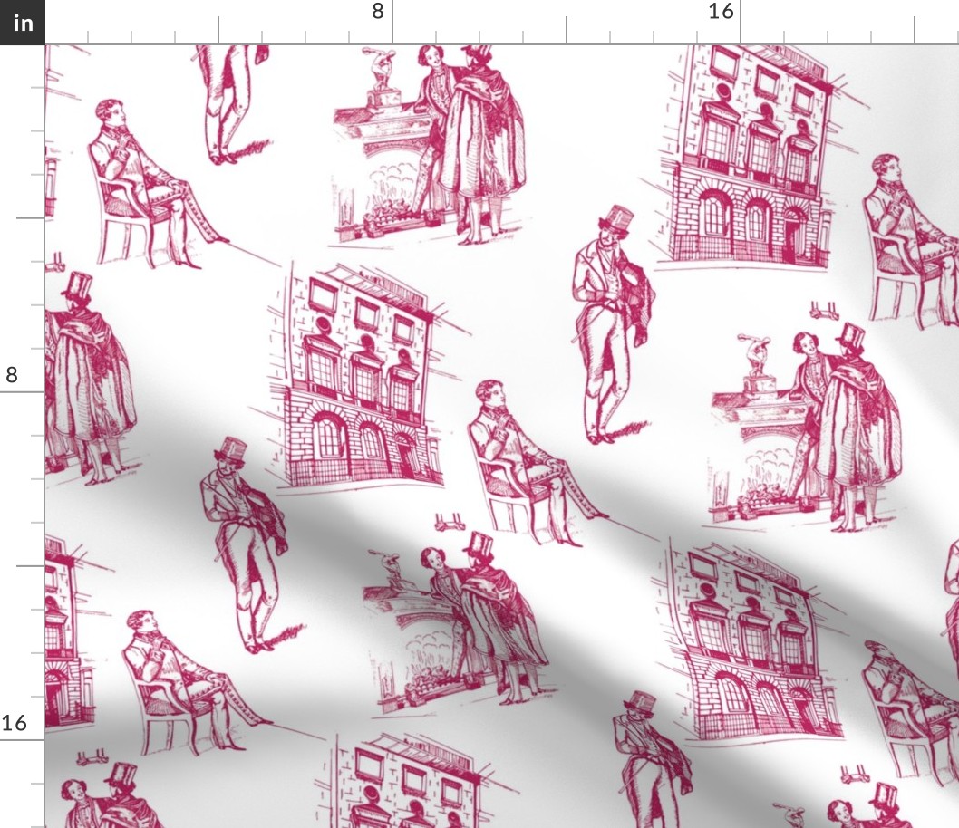 Gay Toile™- Mr. Wilde's Club for Gentlemen- Magenta on White