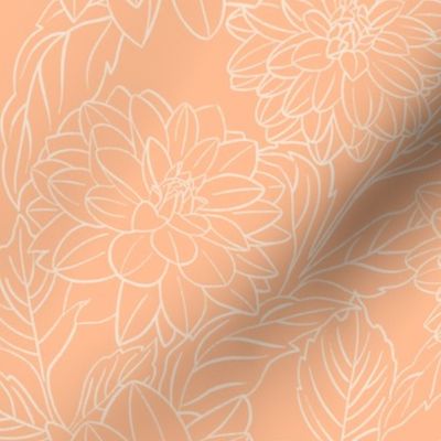 Hand-drawn Dahlias on Pantone Peach Fuzz
