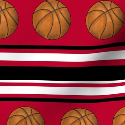 Large Scale Team Spirit Basketball Sporty Stripes in Chicago Bulls Red and Black